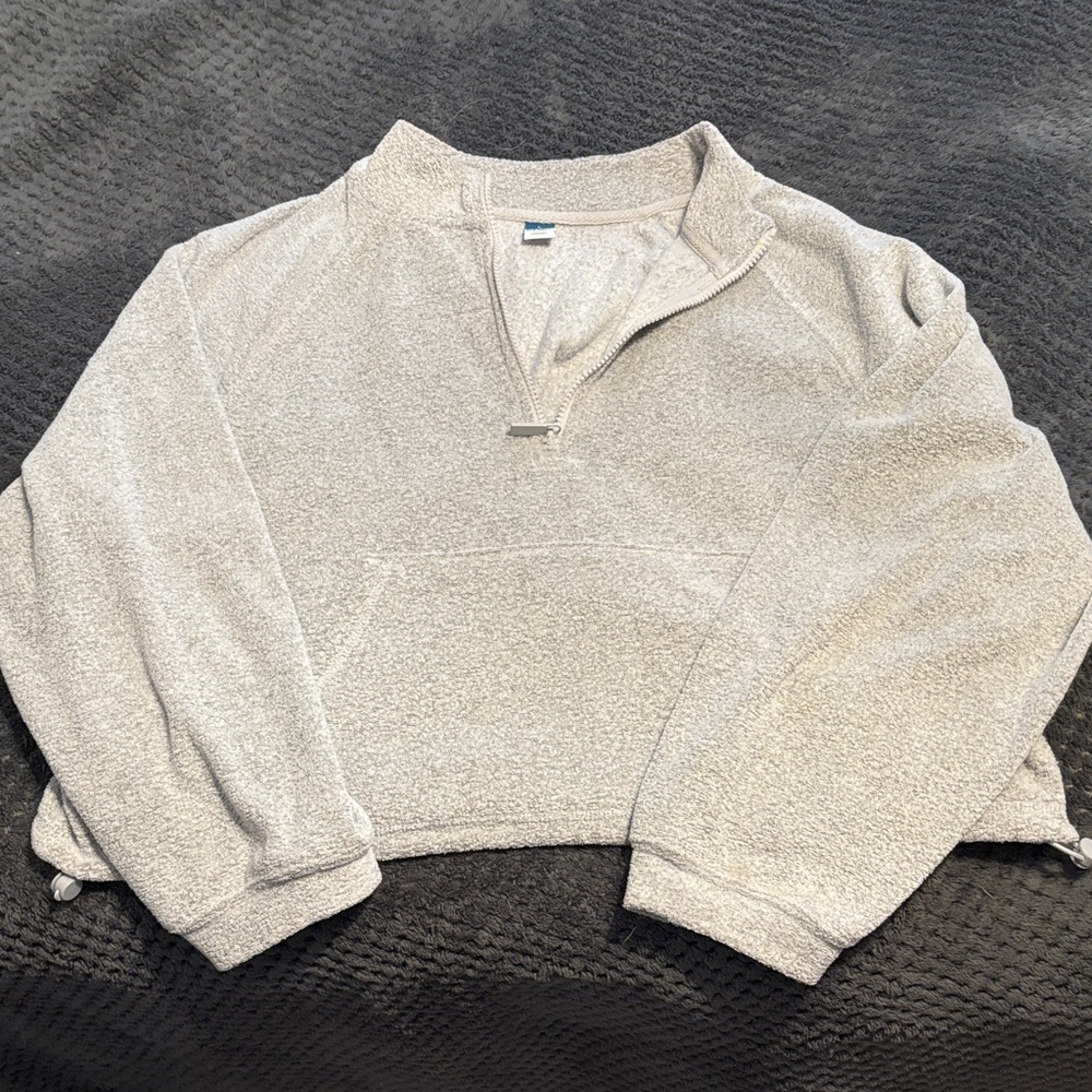 Old Navy Light Gray Quarter-Zip Sweater